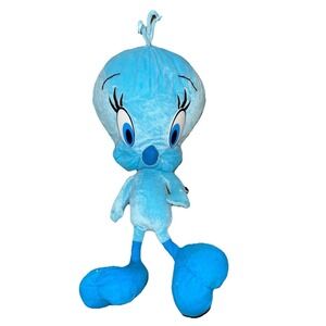 Vintage NANCO Looney Tunes Blue‎ Tweety Bird Plush 20" Monochromatic